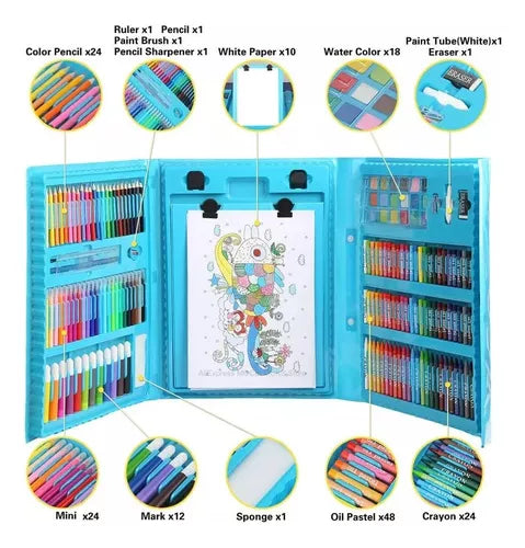 Arte Set Kit Colores Juego Dibujo Creativo Infantil con 208 Pcs ¡Increíble!